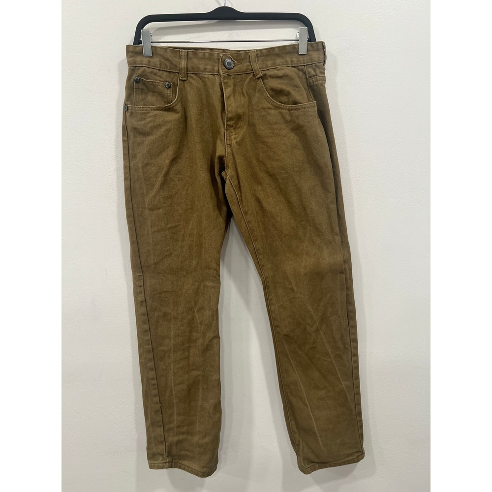 US ICON Mens Jeans Brown Denim Straight Leg Pants Utility Earth Tone Size 34x32